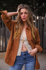 Spiced Chai Corduroy Jacket Double Layer Pocket- Camel