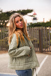 Keep It Cozy Quilted Zip Up Jacket- Sage
