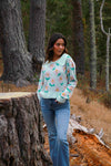 Mint Blossom Collared Sweater- Mint/Multi