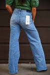 Risen Wide Leg Low Rise Jeans - Medium Wash