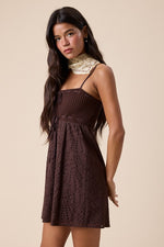 Espresso Daydream Eyelet Dress Knit Contrast- Chocolate