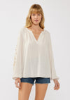 Salt and Sol Floral Embroidered Blouse Longsleeve -Natural