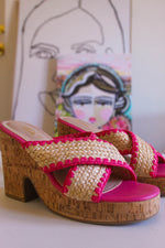 Life of the Party Cork Heel - Pink/Natural