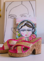 Life of the Party Cork Heel - Pink/Natural