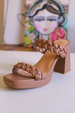 Summer Nights Braided Sandal w/ Heel - Tan