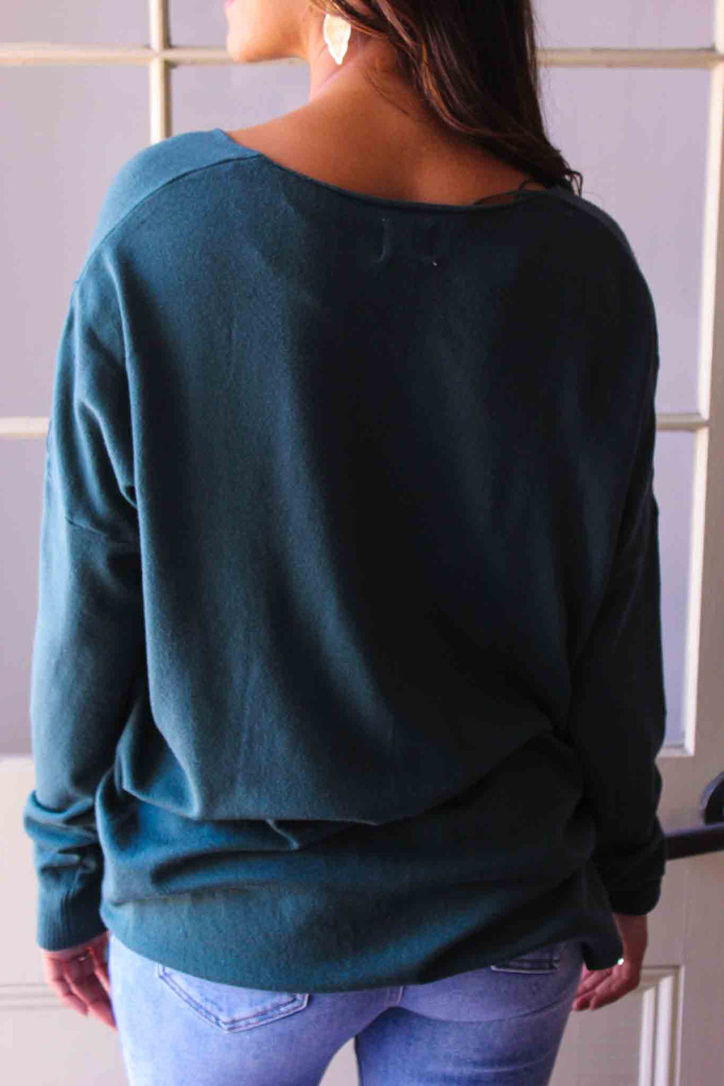 Dreamers V-Neck Long Sweater - Juniper