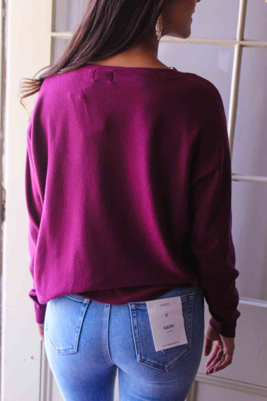 Dreamers Boat Neck Cropped Sweater - Wine