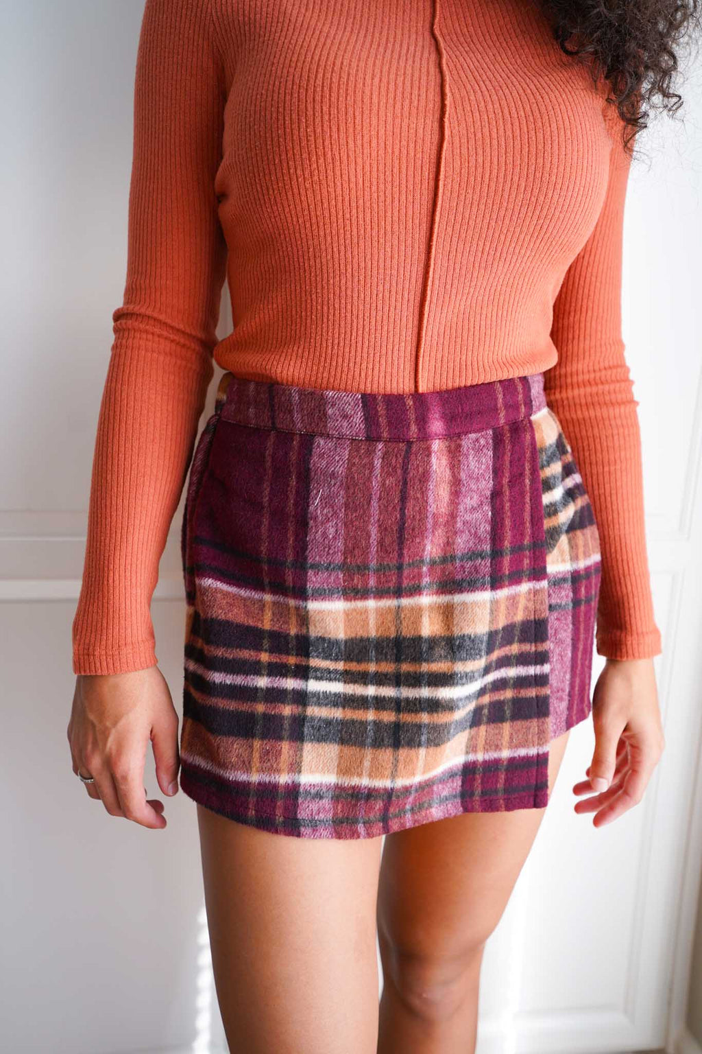 Sugar Plum Plaid Skort - Wine/Multi