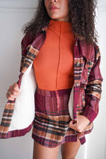 Sugar Plum Sherpa Lined Plaid Button Up Coat - Wine/Multi