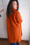 Tawny Teddy Double Breasted Long Coat - Rust