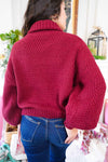 Holly Grove Textured Knit Turtleneck Sweater - Cranberry