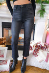 Risen Jeans High Waisted Straight Leg Denim - Vintage Black