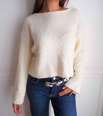 Snow Days Boat Neck Boxy Crop Sweater - Cream