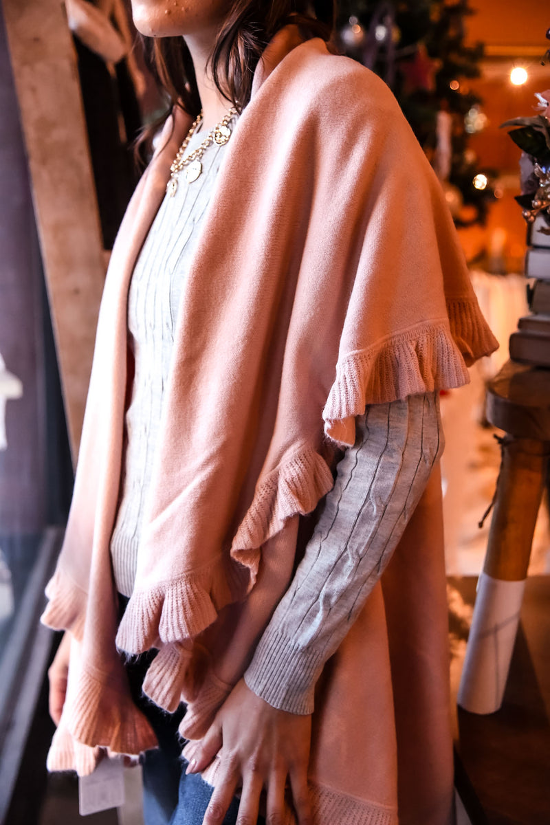 Look By M Ruffled Shawl Vest - Dusty Rose