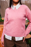 Sugar Rush Crew Neck Knit Sweater - Blush