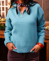 Frostline Quarter Zip Knit Sweater- Azure