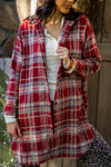 Nostalgic Feelings Plaid Flannel Long Shacket- Rust/Multi