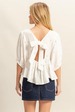 Frida Tie Back Floral Embroidery Detail - White