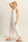 Easy Breezy Tie Halter Jumpsuit - White