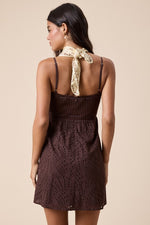 Espresso Daydream Eyelet Dress Knit Contrast- Chocolate