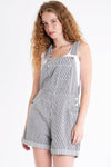 Railroad Daydream Stripe Denim Overall Shorts - Gray/White