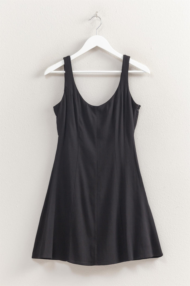 Classic Cutie Sleeveless Scoop Neck Dress - Black