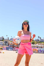 Bubble Gum Denim Skort - Pink