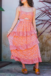 Summer Sorbet Paisley Midi Dress - Apricot/Pink