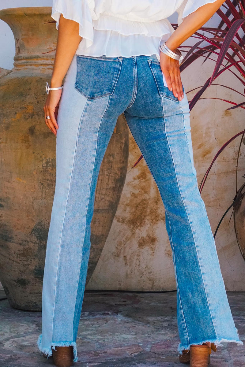 Bella Multi Wash Striped Denim Flare