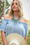 Lovin’ the View Off The Shoulder Tunic - Chambray