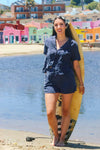 Deep Blue Button Down Top - Navy