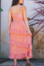 Summer Sorbet Paisley Midi Dress - Apricot/Pink