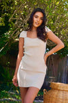 Happy Heart Ribbed Dress - Tan