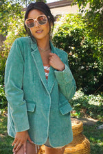 Cool Gal Corduroy Blazer - Stonewashed Green
