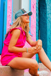 Let’s Go Girls Romper - Hot Pink