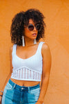 Bashfully Beauty Cropped Knit Top - White
