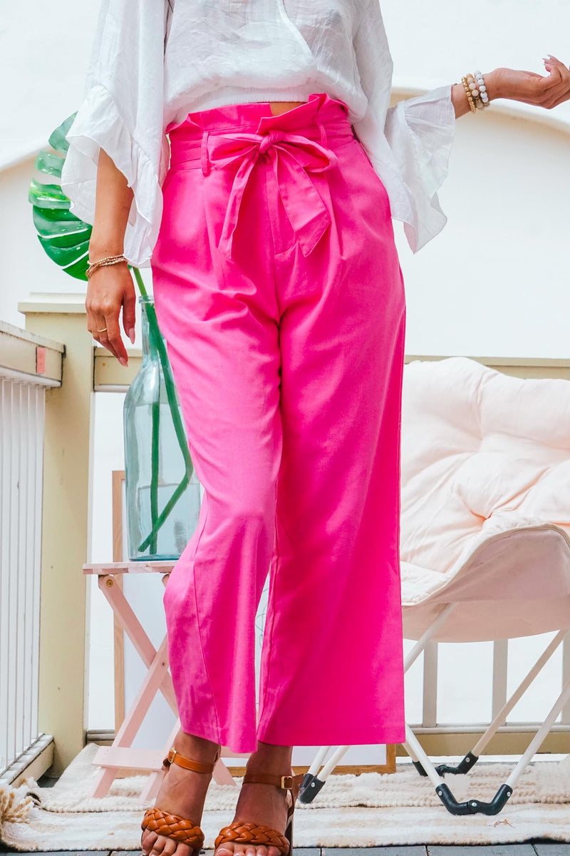Santa Monica Paper-bag Waist Trouser - Pink