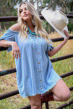 Lovin’ the View Off The Shoulder Tunic - Chambray