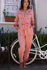 Friend of the Earth Long Sleeve Denim Jumpsuit - Pink