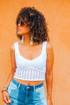 Bashfully Beauty Cropped Knit Top - White