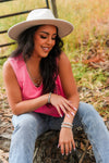 Western Glamour Rhinestone Top - Pink