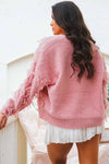 Sassy Sway Fringe Cardigan - Rose