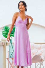 Pastel Perfection Satin Dress - Lilac