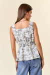 Give Your All Toile Print Sleeveless Peplum Top - Black/Cream