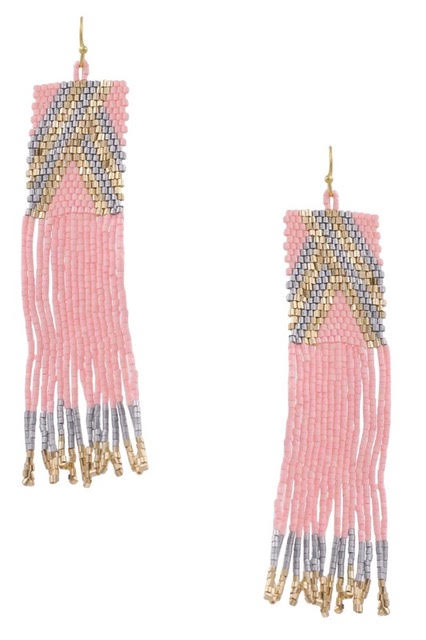 Chiquita Beaded Fringe Earrings- Pink