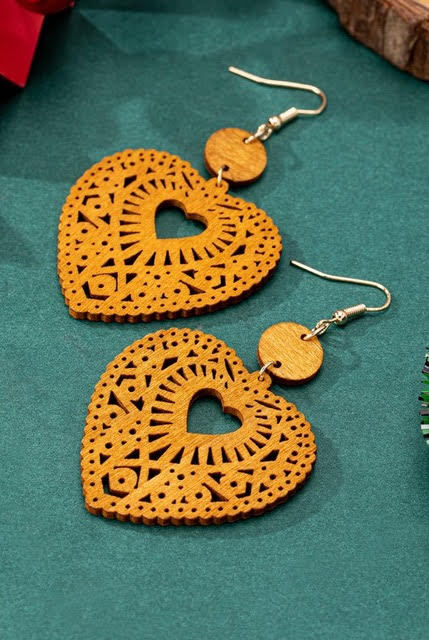 Carved Connection Earrings- Mustard