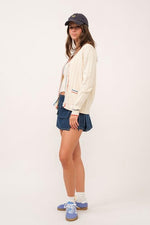 Sunkissed Trek Trim Detail Button Up Cardigan- Cream/Multi