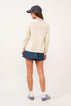 Sunkissed Trek Trim Detail Button Up Cardigan- Cream/Multi