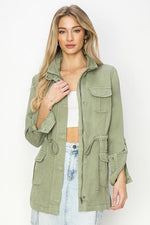 Forever Style Utility Jacket- Sage