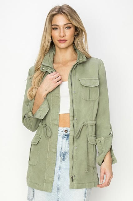 Forever Style Utility Jacket- Sage